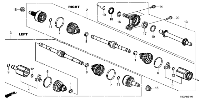 2020 Honda Civic Shaft Assembly, R Drive Diagram for 44305-TBC-A51