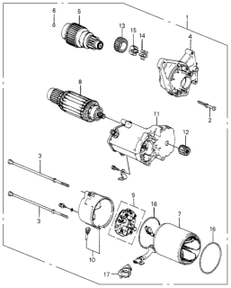 1984 Honda Accord 4 Door STD KA 4AT Starter Motor (Denso) Diagram