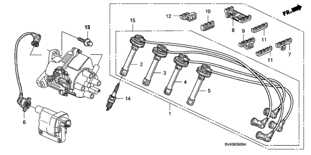 1997 Honda Accord High Tension Cord - Spark Plug Diagram