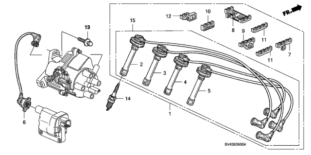 1995 Honda Accord High Tension Cord - Spark Plug Diagram