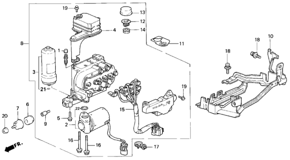 1997 Honda Odyssey 5 Door LX (7 SEATS (3PB)) KA 4AT ABS Modulator Diagram