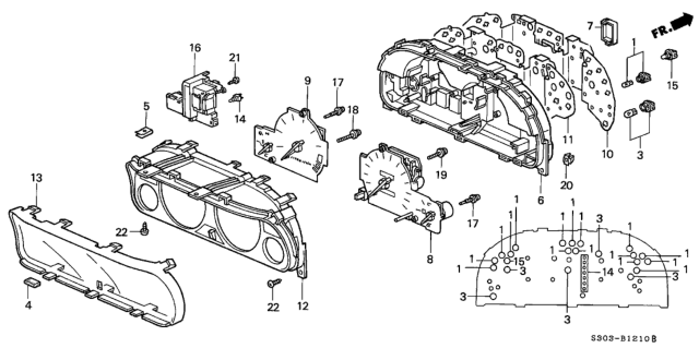 1998 Honda Prelude Visor Assy., Meter Diagram for 78155-S30-A01