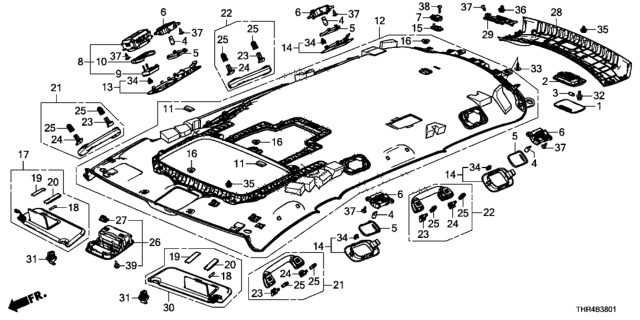 2020 Honda Odyssey Roof Lining (Sunroof) Diagram