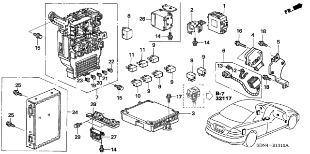 Genuine Honda 38200-SDN-A22 Fuse Box Assembly 
