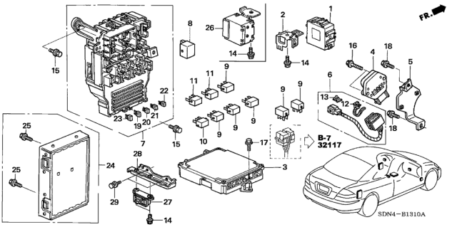 2004 Honda Accord Control Module, Engine (Rewritable) Diagram for 37820-RCA-A24