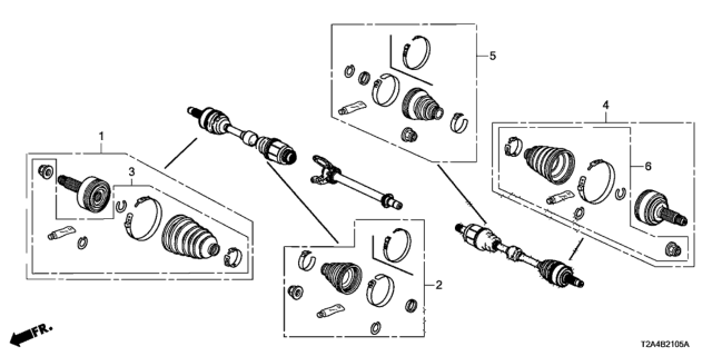 2013 Honda Accord Boot Set, Outboard Diagram for 44018-T2A-000