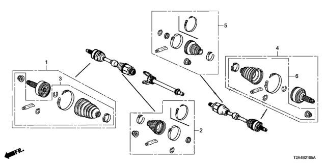 2015 Honda Accord Front Driveshaft Set Short Parts Diagram