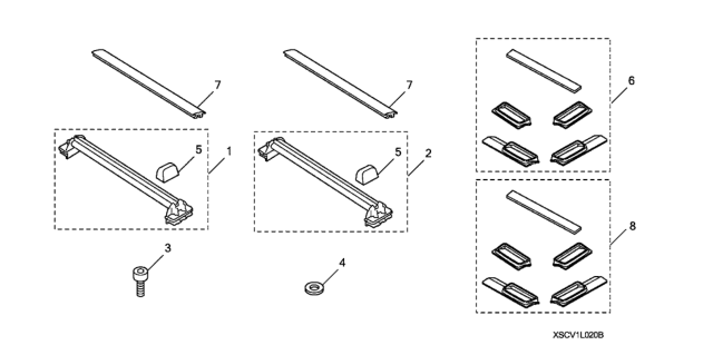 2011 Honda Element 5 Door LX (2WD) KA 5AT Roof Rack Diagram
