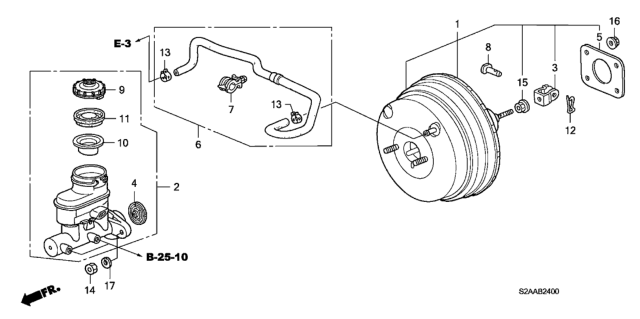 2008 Honda S2000 2 Door CR (WITH AC) KA 6MT Brake Master Cylinder  - Master Power Diagram