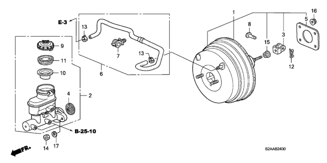 2009 Honda S2000 Brake Master Cylinder  - Master Power Diagram