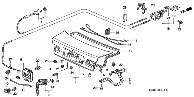 1998 Honda Civic Lid, Trunk Diagram for 68500-S02-A01ZZ