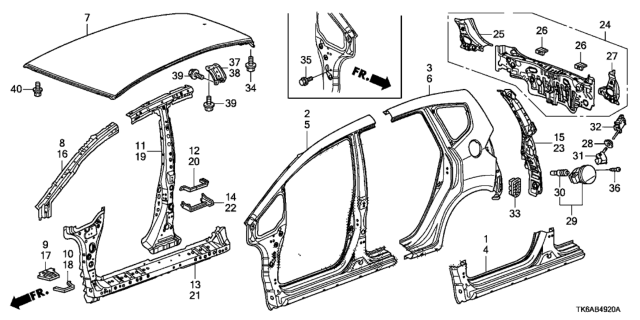 2013 Honda Fit Separator, R. Center Pillar (Inside) Diagram for 63223-TF0-003