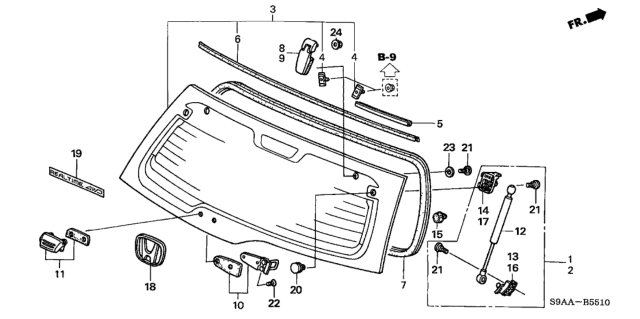 2006 Honda CR-V Weatherstrip, Glass Hatch Diagram for 74441-S9A-003