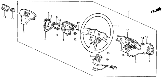 1988 Honda Prelude Steering Wheel (Tokyo Seat) Diagram