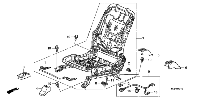 2010 Honda Fit Frame, L. FR. Seat-Back Diagram for 81526-TK6-A01
