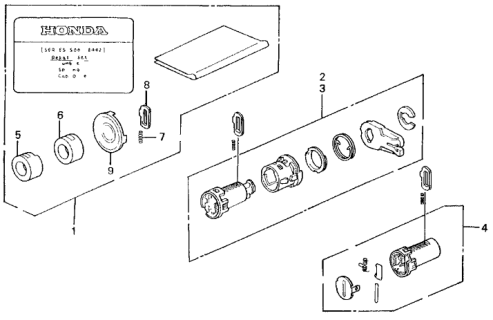 1989 Honda Civic Key Cylinder Kit Diagram
