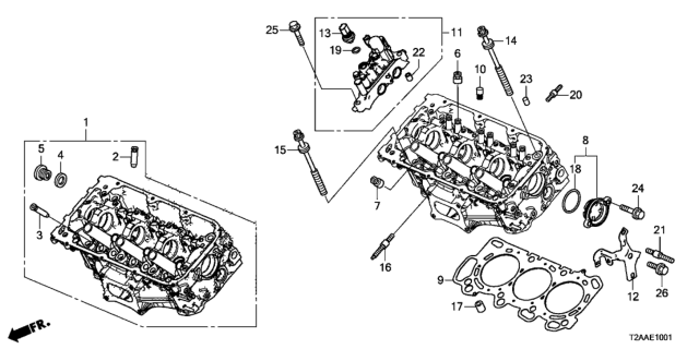 2017 Honda Accord Front Cylinder Head (V6) Diagram