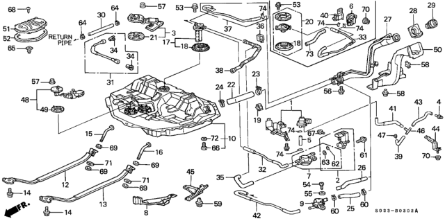 1999 Honda Civic Tank, Fuel Diagram for 17500-S01-A00