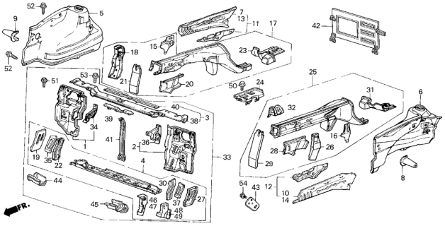 1986 Honda Civic Front Bulkhead Diagram