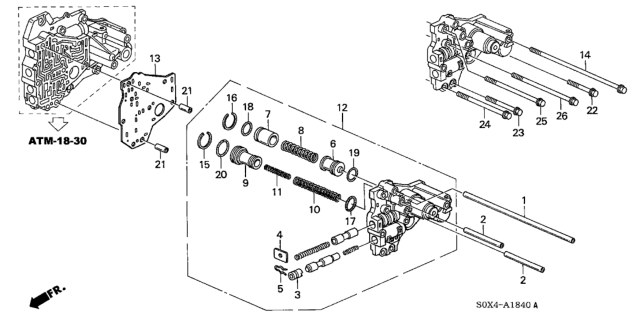 2002 Honda Odyssey AT Top Accumulator Body Diagram