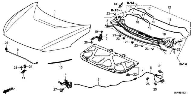 2020 Honda Clarity Plug-In Hybrid Engine Hood Diagram