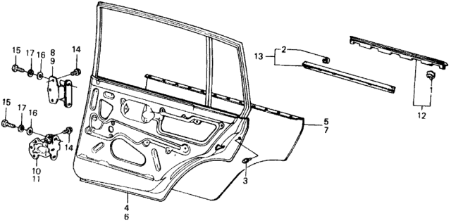 1979 Honda Civic 5 Door ** KL HMT Rear Door Panels Diagram