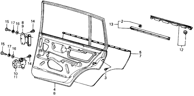 1978 Honda Civic Hinge, Right Rear Door (Upper) Diagram for 76710-659-003ZZ