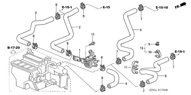 2005 Honda Accord Hose, Water Outlet Diagram for 79725-SDA-A00