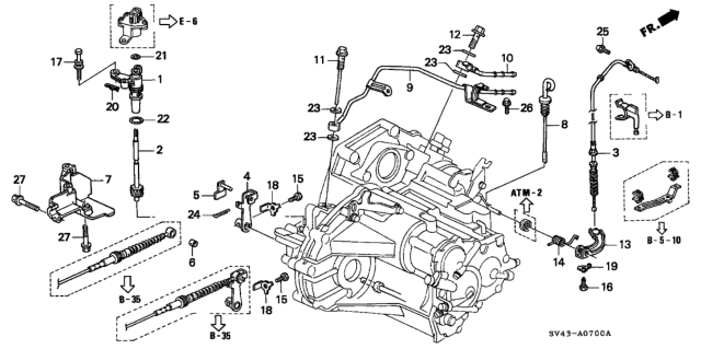 1994 Honda Accord AT Control Lever Diagram