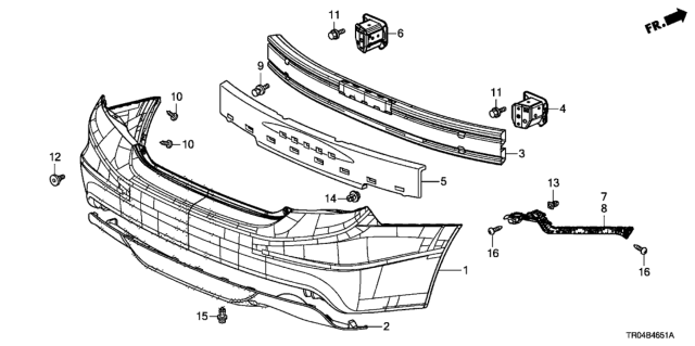2012 Honda Civic 4 Door SI (HPT/NAVIGATION) KA 6MT Rear Bumper Diagram