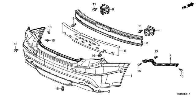 2012 Honda Civic Face, Rear Bumper (Upper) (Dot) Diagram for 04715-TR7-A90ZZ