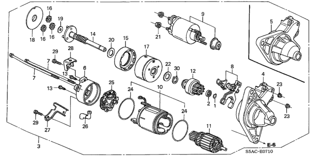 2005 Honda Civic Starter Motor (Denso) Diagram