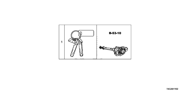 2017 Honda Civic 2 Door SI KA 6MT Key Cylinder Set (Smart) Diagram