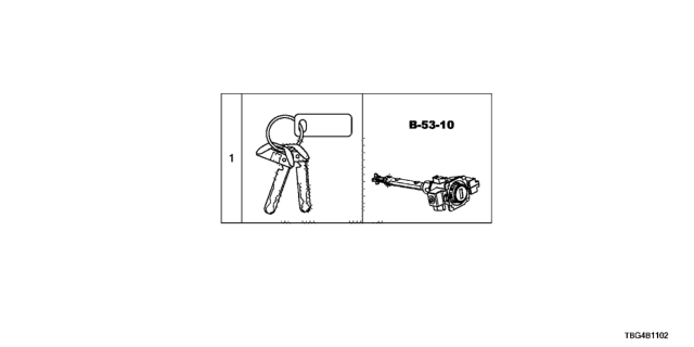 2017 Honda Civic Set Key Cylinder Diagram for 06350-TBG-A21