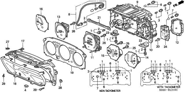 1996 Honda Civic Meter Assy., Temperature Diagram for 78135-S01-A01