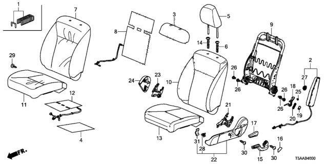 2019 Honda Fit Front Seat (Driver Side) Diagram