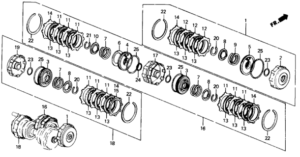 1989 Honda Civic Clutch Assy., Low Diagram for 22500-PL4-851