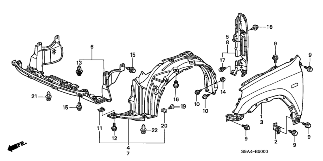 2003 Honda CR-V Front Fender Diagram