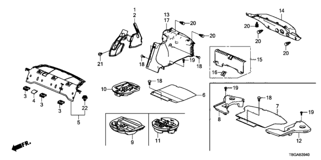 2020 Honda Civic LINING ASSY., R. TRUNK SIDE *NH554L* (STONE GRAY) Diagram for 84601-TBG-A11ZA