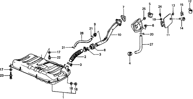 1979 Honda Civic 2 Door ** KA 4MT Fuel Tank Diagram