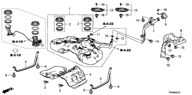 2012 Honda Crosstour Tank Set, Fuel Diagram for 17044-TK5-A01