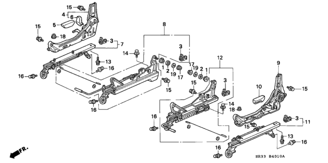 1994 Honda Civic 3 Door SI (ABS) KA 5MT Front Seat Components Diagram