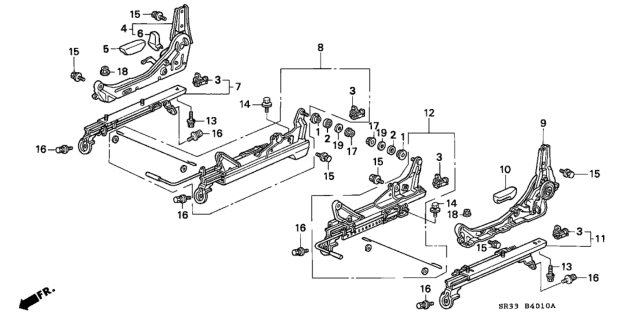 1992 Honda Civic Front Seat Components Diagram