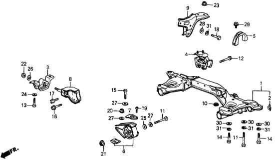 1987 Honda CRX 2 Door HF KA 5MT Engine Mount Diagram