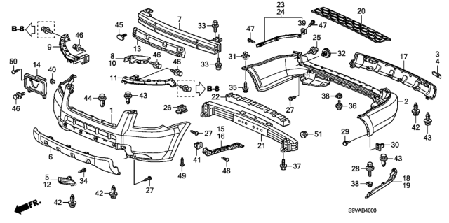 2008 Honda Pilot Bumpers Diagram