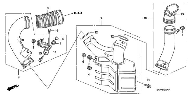 2006 Honda Civic Tube Assembly D, Air Inlet Diagram for 17254-RRB-A00