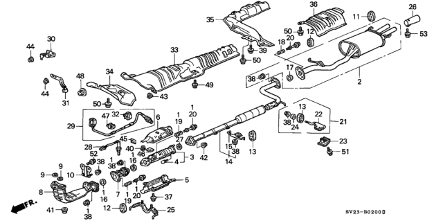 1995 Honda Accord 2 Door EX KA 5MT Exhaust Pipe Diagram