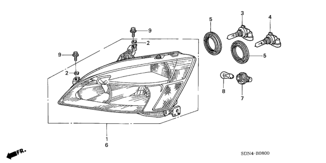 2004 Honda Accord 2 Door EX KA 5MT Headlight Diagram