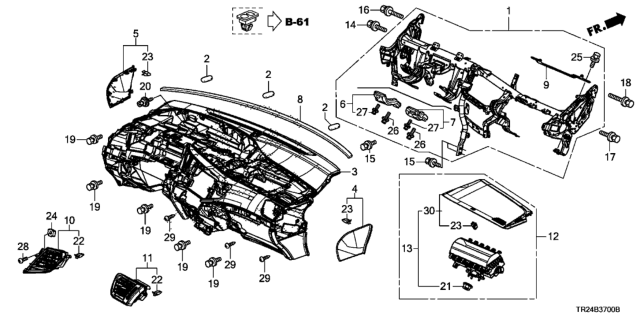 2015 Honda Civic 4 Door MX KL CVT Instrument Panel Diagram