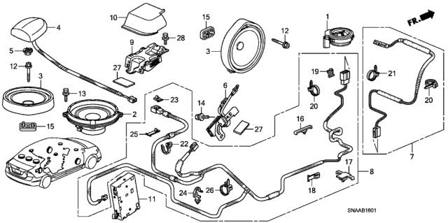 2009 Honda Civic Antenna Assembly, Xm (Urban Titanium Metallic) Diagram for 39150-SNA-A01ZP